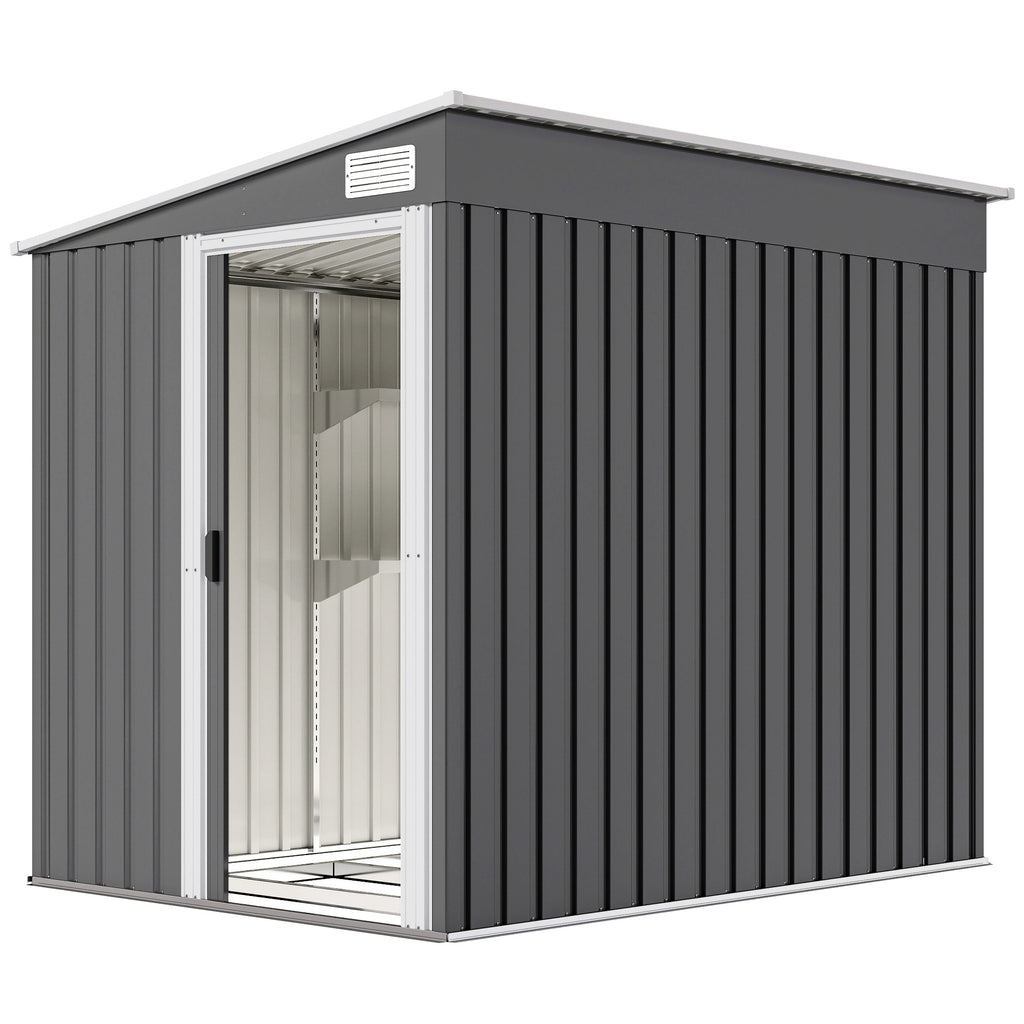Metall Gerätehaus 2,81m² 154x206,5x181 cm Geräteschuppen mit Pultdach Fundament