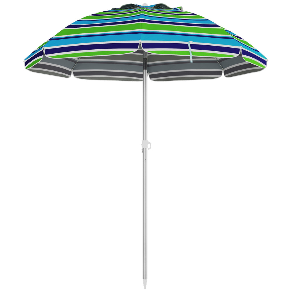 Sonnenschirm Strand Ø178 cm UV40+ windfest stabil höhenverstellbar Strandschirm mit Neigung Belüftung Tasche Mehrfarbig