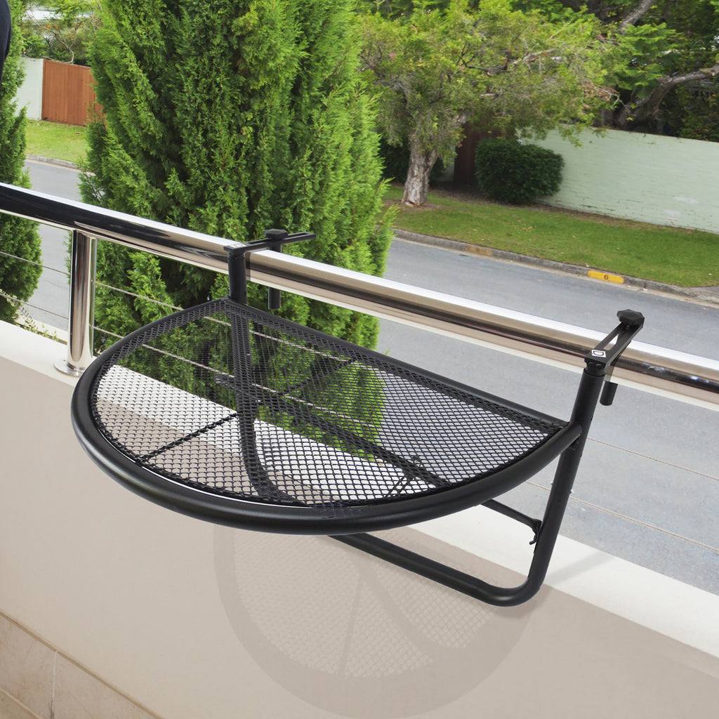  Semi-Circular Attachable Balcony Hanging Coffee Table Adjustable Side Metal Table