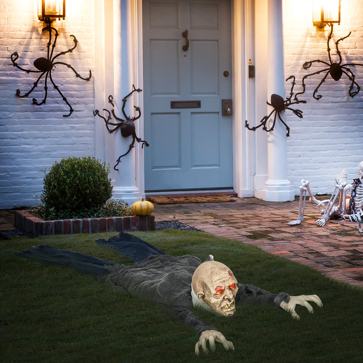 Halloween-Dekoration Zombie, LED-Augen, heult und kriecht, Geräusch- & Bewegungssensor, batteriebetrieben, 159 cm