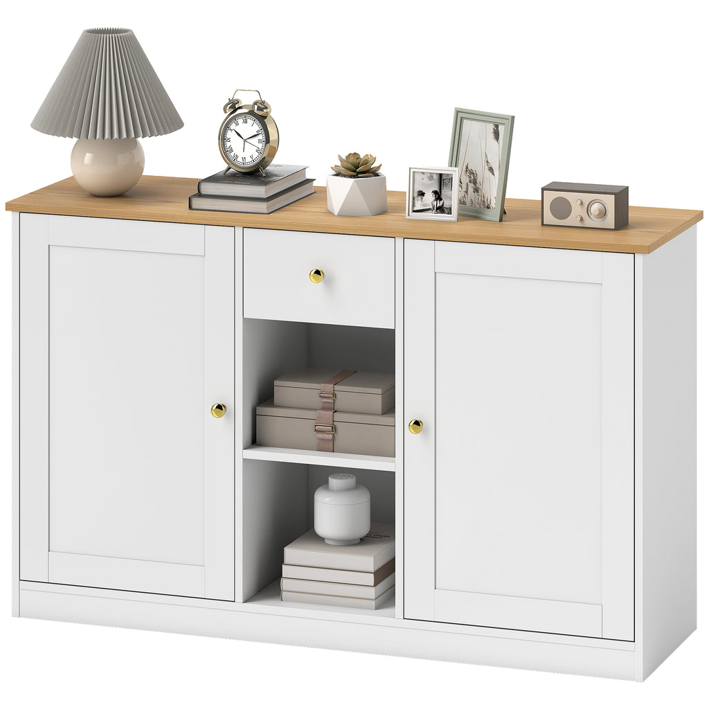 K¨¹chenkommode, Sideboard mit Schublade, Schr?nken, Regalen, Spanplatte, Wei?