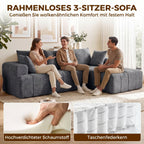 3-Sitzer Ecksofa in L-Form mit Ottomane, wandelbares Chenille-Cloud-Schlafsofa mit Federkernpolsterung, Grau