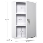  Medizinschrank Arzneischrank zur Medikamenten-Aufbewahrung, Abschließbar Medikamentenschrank Metall mit 3 Fächern Erste-Hilfe-Schrank, 40 x 18 x 60 cm, Weiß