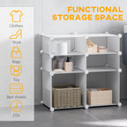 Schuhschrank, Regal mit Aufbewahrungsboxen, Kleiderschrank, Kunststoff, Stahl, Wei?, 75 x 37 x 73 cm