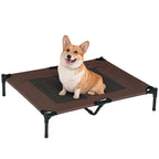 Large Raised Dog Bed Cat Elevated Lifted Cooling Portable Camping Basket Outdoor Indoor Mesh Pet Cot Metal Frame Brown
