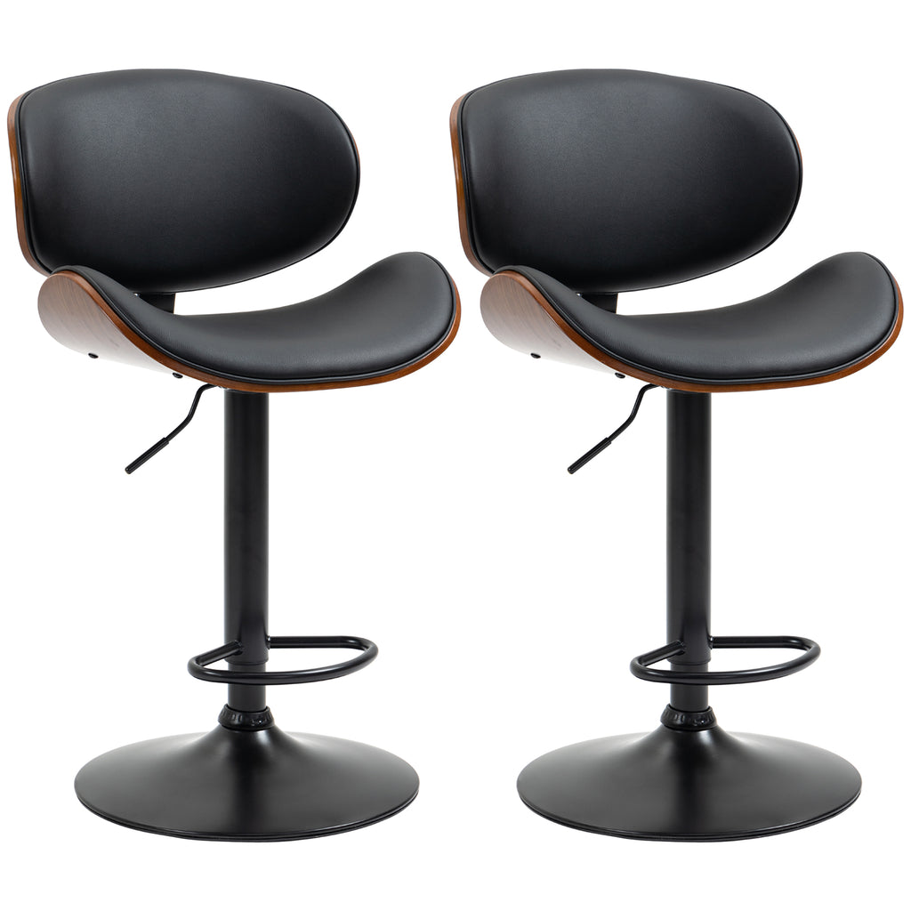 Barhocker-Set, höhenverstellbar, drehbar, Kunstleder, Stahlrahmen, schwarz, 53 x 50,5 x 112,5 cm