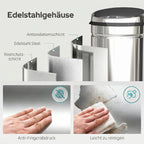 50L Stainless Steel Sensor Bin - Silver Tone