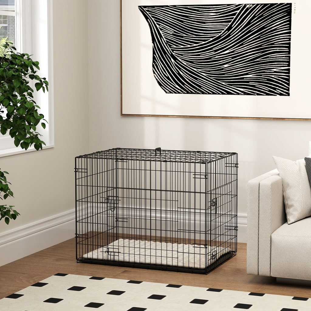 Hundekäfig klappbar für kleine Hunde 75 x 48,5 x 53 cm Schwarz