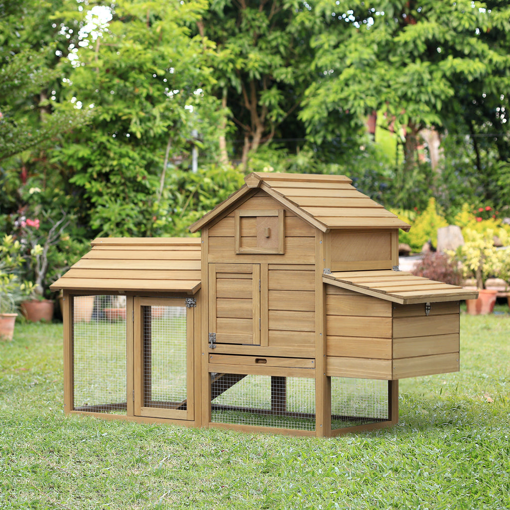 Small Chicken Coop with Run Hen House Poultry Coops Cages Nesting Box Wood 150.5 x 54 x 87cm