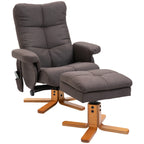 Relaxsessel mit Hocker, 360°drehbarer Fernsehsessel mit Massage, Liegefunktion, Massagesessel mit Seitentasche, TV-Sessel, Polyester für Wohnzimmer Braun