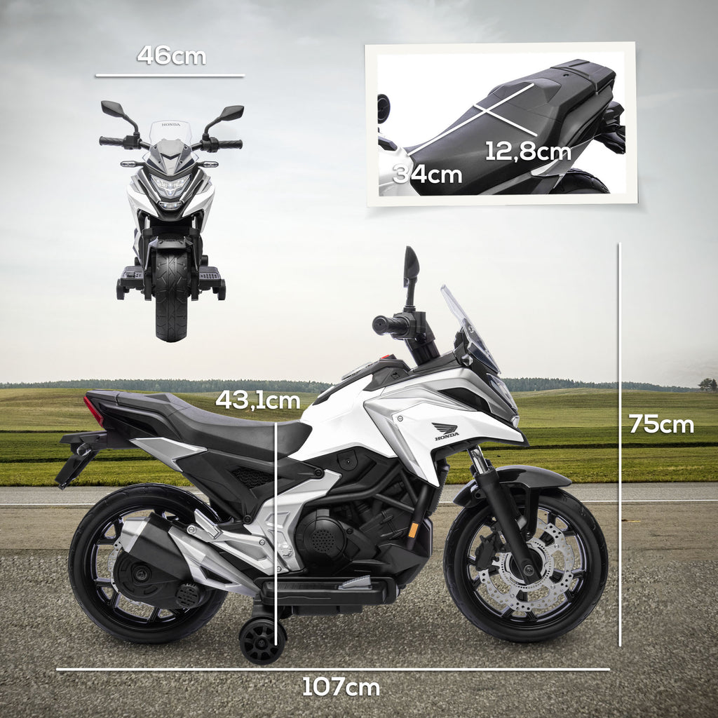Elektro-Kindermotorrad, Honda, 3 km/h, Musik & Licht, 3-6 Jahre, bis 30 kg, Wei?