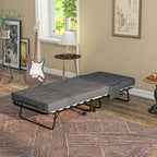 Klappbett, Matratze, 4 Rollen, Metallgestell, bis 150 kg, 190 x 80 x 42 cm, Dunkelgrau