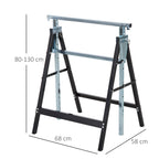 2er Set Arbeitsbock Belastbarkeit bis 200 kg klappbar Sägebock höhenverstellbar 80-130 cm Gerüstbock aus Stahl Unterstellbock Klappbock Stützbock Schwarz