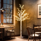 Kunstbaum, Kunst Kirschblütenbaum, mit 120 LEDs, 3 Helligkeitsstufen, warmweiß, realistische Rinde, 21 x 21 x 150 cm