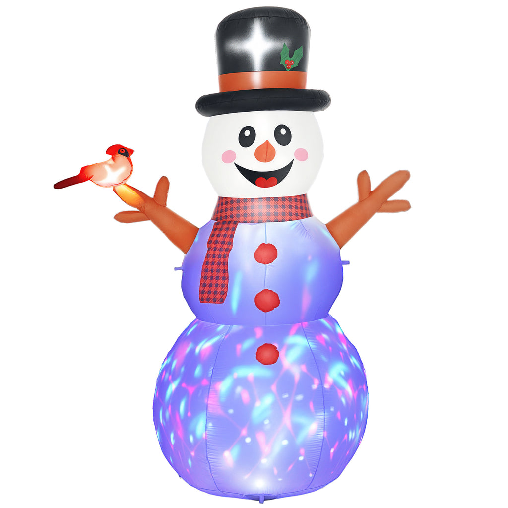 Großer Schneemann, 2,40 m, Weihnachtsdeko, mit LEDs, selbstaufblasend, Polyester