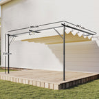 Terrassendach Pergola ca. 4x3m Terrassenüberdachung mit Verstellbares Dach, Wandmontage UV 30+ Cremeweiß