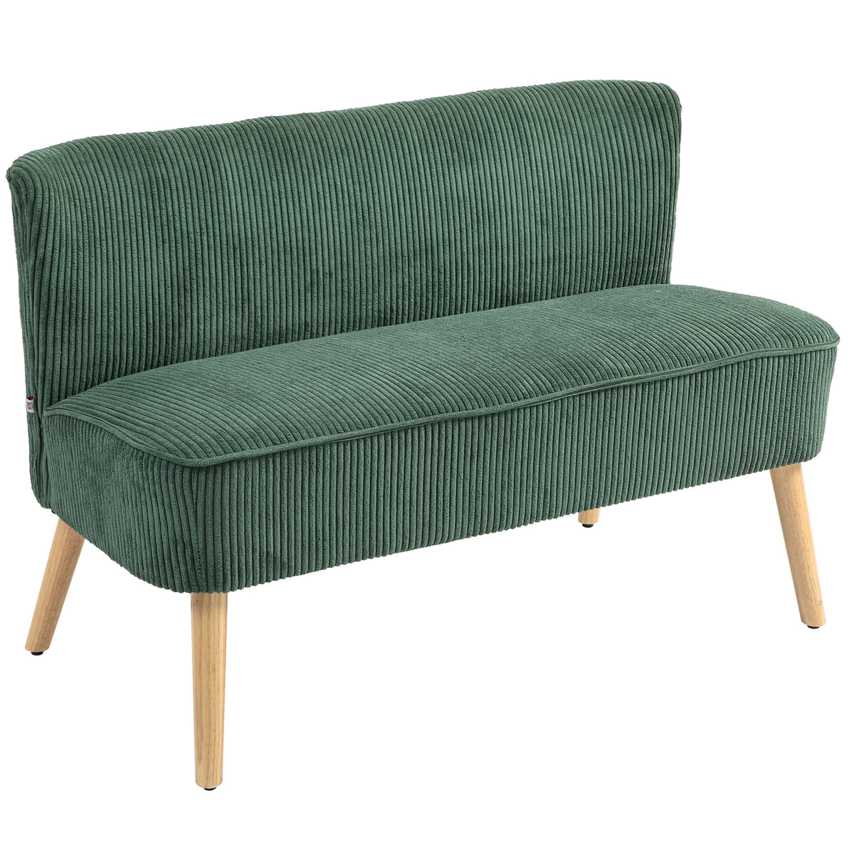 2-Sitzer Polstersofa, Holz, Samtartiges Polyester, Schaumstoff, 117 x 56,5 x 77 cm, Gr¨¹n