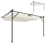 Terrassendach Pergola ca. 4x3m Terrassenüberdachung mit Verstellbares Dach, Wandmontage UV 30+ Cremeweiß