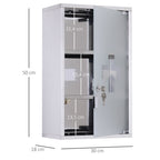 3 Tier Stainless Steel Wall Mounted Medicine Cabinet Glass Lockable Door Storage Shelves Houseware Bathroom Furniture w/2 Keys