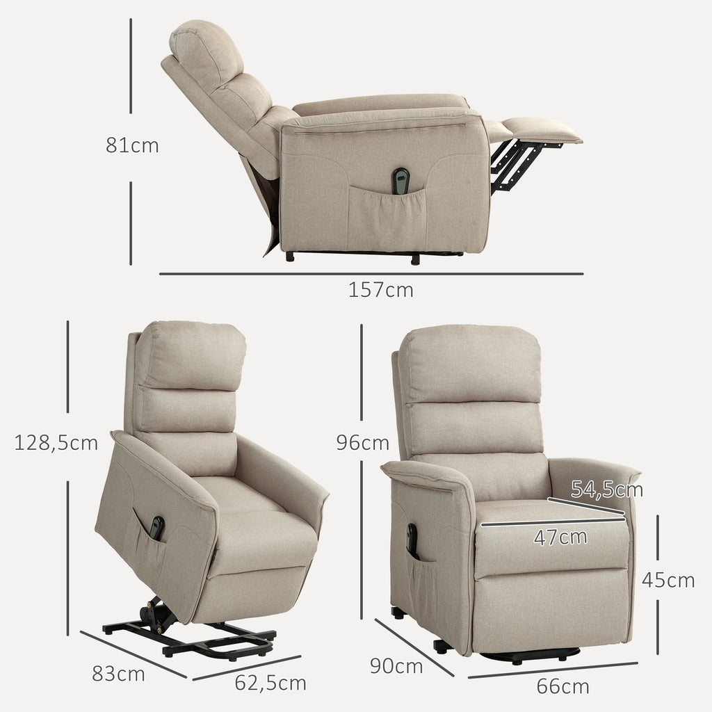 Relaxsessel mit Aufstehhilfe, verstellbare R¨¹ckenlehne/Fu?st¨¹tze, bis 120 kg, 66 x 90 x 96 cm, Beige