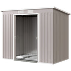 7 x 4ft Galvanised Steel Garden Shed, with Foundation Kit - Grey
