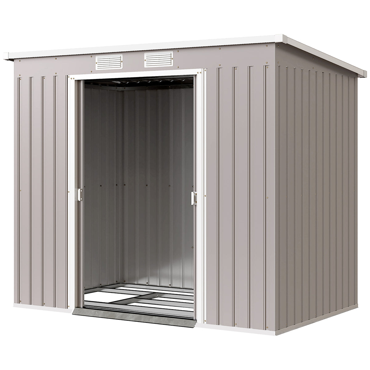 7 x 4ft Galvanised Steel Garden Shed, with Foundation Kit - Grey