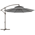  Sonnenschirm Ampelschirm ?2,67 x 2,45?m Kurbelschirm mit Doppeldach Kreuzbasis Stahl Outdoor Sonnenschutz Polyester Stahl Hellgrau