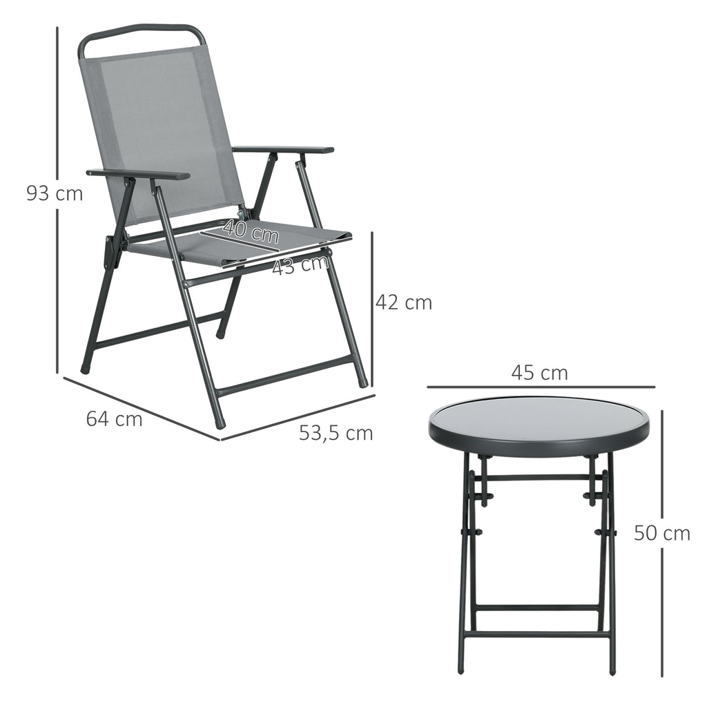 Three-Piece Garden Seat Set, with Glass-Top Table - Light Grey