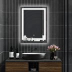 LED-Badspiegel, dimmbar, Anti-Beschlag, Touch-Schalter, Ablage, 50 x 70 cm, Silber