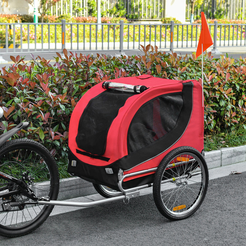 Fahrradanhänger für Hunde mit Universalkupplung Stahl Rot+Schwarz