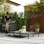 Hundeliege Outdoor, Erh?htes Hundebett f¨¹r gro?e Hunde, mit Waschbares Mesh Stahlrahmen, 152 x 94 x 23 cm, Grau
