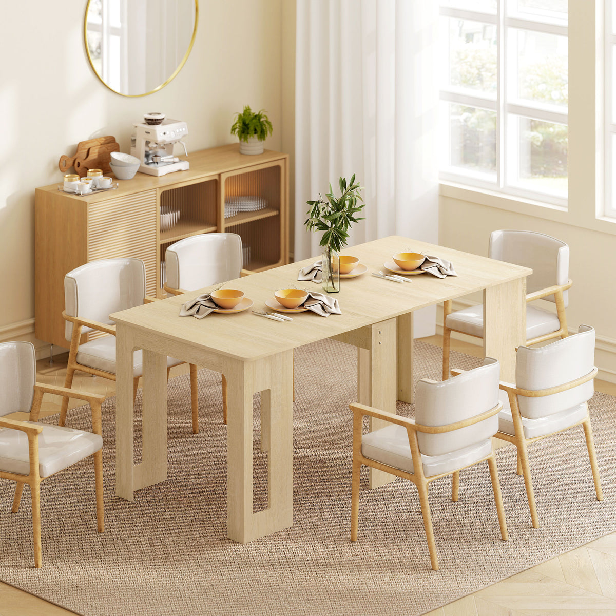 Esstisch, Klapptisch, ausziehbarer Küchentisch, Esszimmertisch, Spanplatten, 60-180 x 85 x 75 cm, Natur