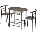 Bistro-Set 3-teilig, 1 Tisch, 2 Stühle, 80 cm x 53 cm x 74,5 cm, Schwarz