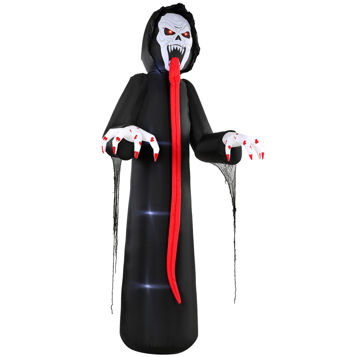 Aufblasbares Halloween-Skelett, 310 cm, mit integrierten LED-Lichtern, gruselige Deko für Innen- und Außenbereich