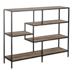 Standregal, Bücherregal Lagerregal Industrieller Stil, Aktenregal, Küchenregal, P2 Spanplatte, Metall, Schwarz+helle Eiche, 120 x 32 x 95 cm