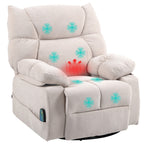 Massagesessel mit W?rme- & Liegefunktion, drehbar, bis 150 kg, Metallgestell, 98x90x98cm, Beige