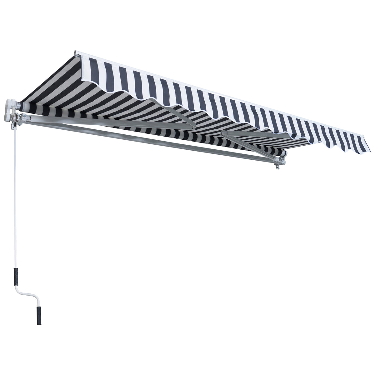 3.5M x 2.5M Garden Patio Manual Awning Canopy Sun Shade Shelter Retractable Gear Lever Winding Handle - Grey