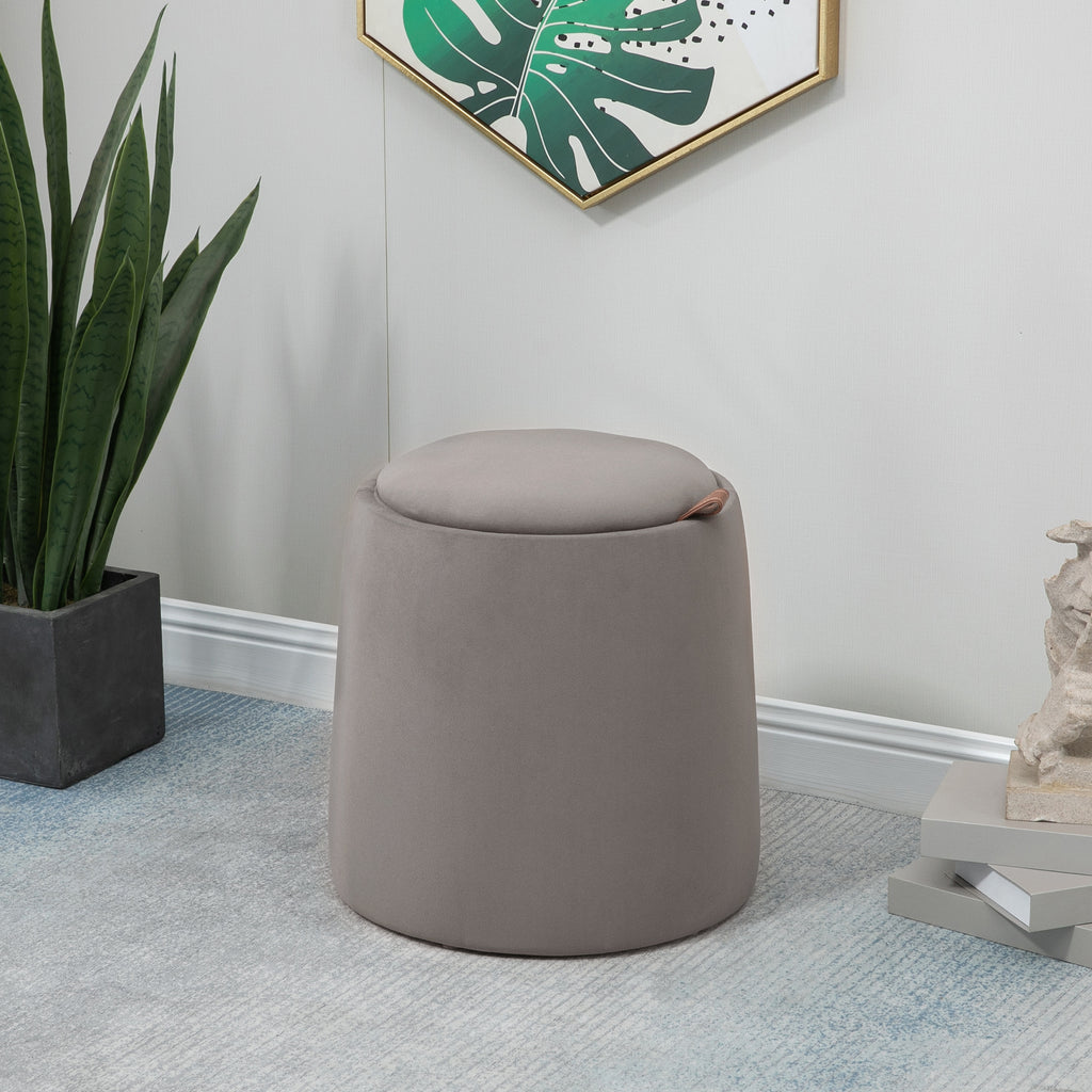 2-in-1 Hocker in Samtoptik inklusive Stauraum und abnehmbaren Deckel Φ44 cm x 47,5 cm Grau