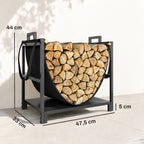 Kaminholzregal 47,5 x 33 x 44cm erhöhtes Brennholzregal mit Canvas-Tragetasche bis 50 kg Indoor Outdoor