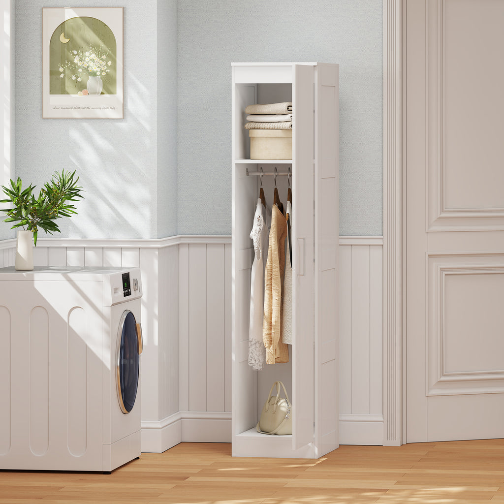 Kleiderschrank Mehrzweckschrank mit Kleiderstange, Regal, Soft-Close-T¨¹r 40 x 52 x 180 cm Wei?