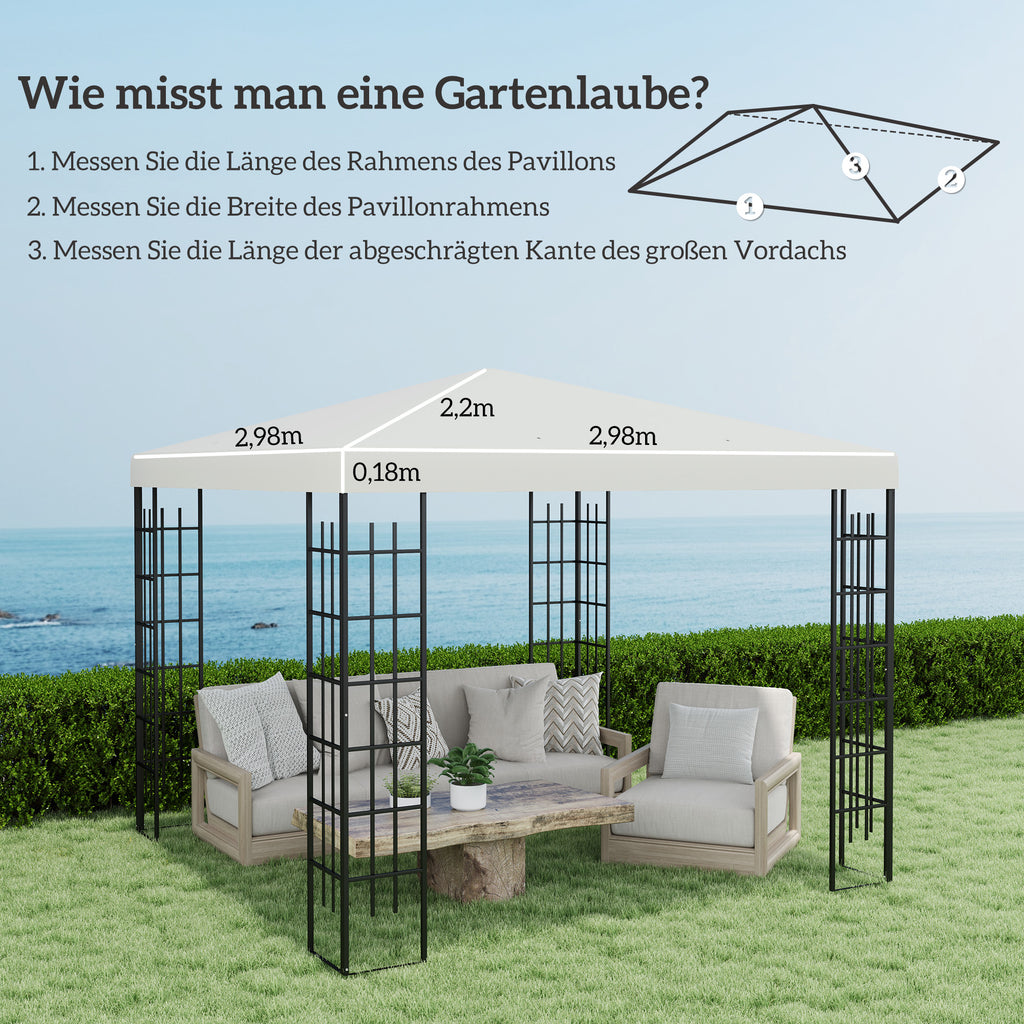 3 x 3 m Ersatzplane für Pavillon, Plane für Garten-Pavillon, mit Wasserablauföffnungen, UPF30+, Hellgrau