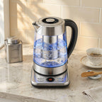 Elektrischer Wasserkocher, 1,7L Schnellkochender 2200W Wasserkocher mit UK Strix Thermostat, Teesieb, Warmhaltefunktion