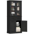 K¨¹chenschrank, Buffet, Acrylfront, Schubladen, 76 x 40 x 182,5 cm, Schwarz