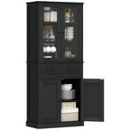 K¨¹chenschrank, Buffet, Acrylfront, Schubladen, 76 x 40 x 182,5 cm, Schwarz