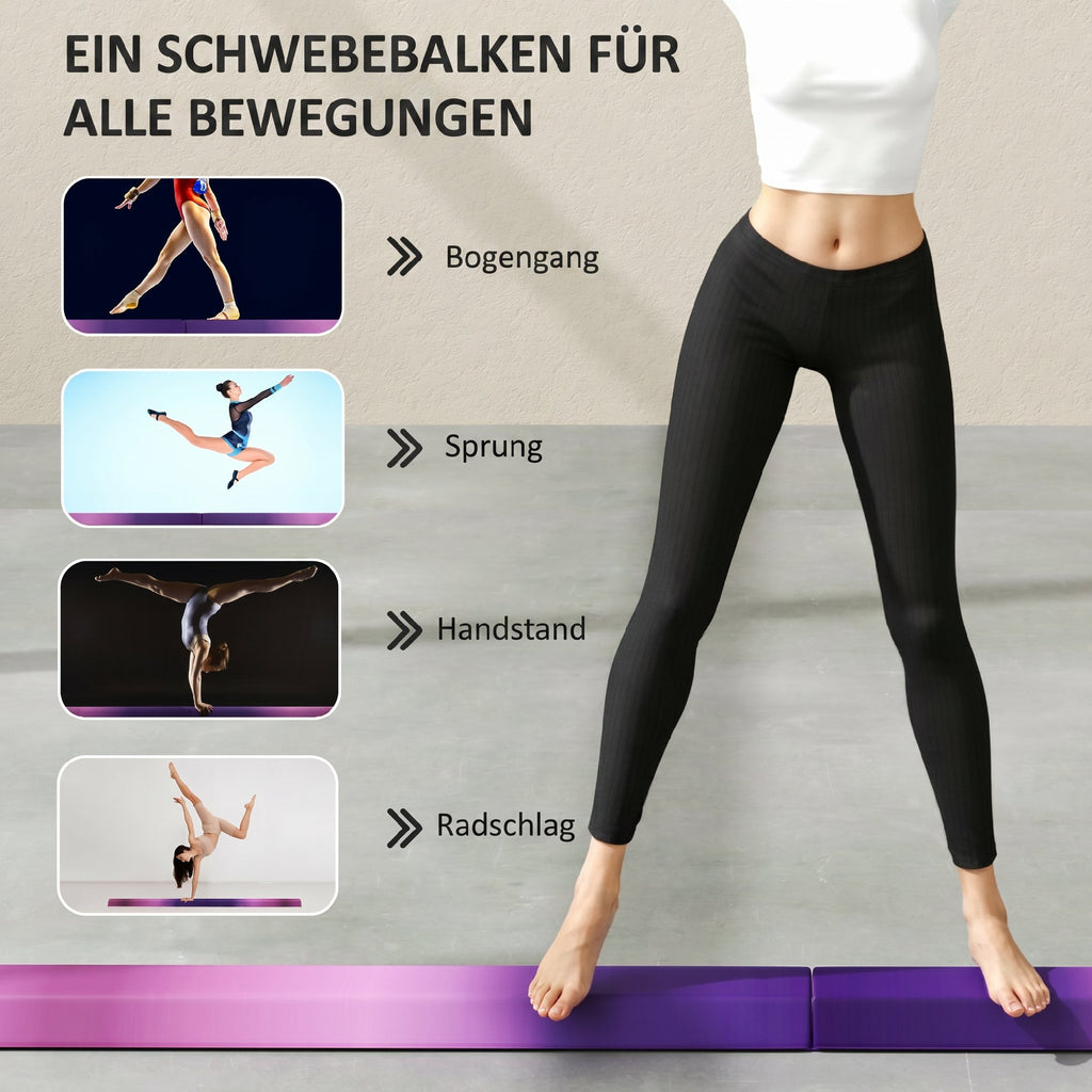 236 cm Klappbarer Schwebebalken für Jugendliche 80kg Violett