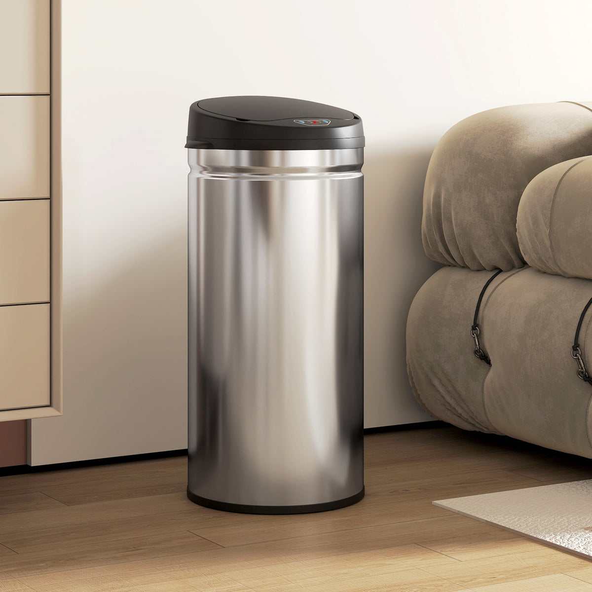 42 Liter Sensor-M¨¹lleimer mit Soft-Close-Funktion, ber¨¹hrungsfreier Abfalleimer aus Edelstahl f¨¹r hygienische K¨¹chen