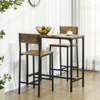 3-teiliges Bar-Set, Stehtisch, 2 Stühle, MDF, Metallrahmen, wasserfest, Braun