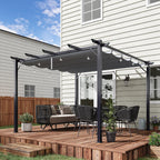 3 x 3 m Aluminum Gazebo, with Retractable Roof - Grey