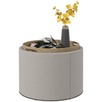 Hocker Polsterhocker, Leinen, versteckter Stauraum, umkehrbarer Deckel, 56cm x 56 cm x 42 cm, Hellgrau + Natur
