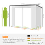 3.7 x 7.9ft Galvanised Steel Shed, with Latched Door and Padlock - Grey